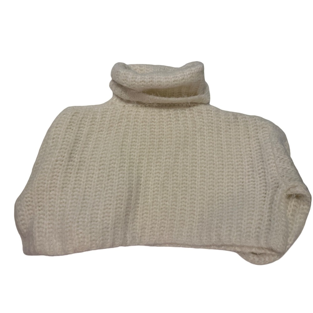 Free People My Only Sunshine Cropped Turtleneck Sweater Coconut Milk White‎ XL